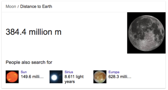 Distance of moon from earth in meters - Google Knowledge Graph