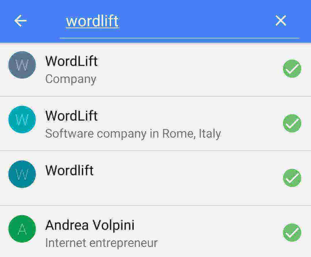 Results for WordLift