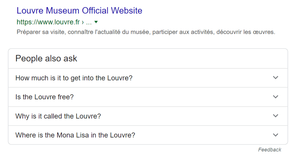 A PAA snippet example from the Louvre's website