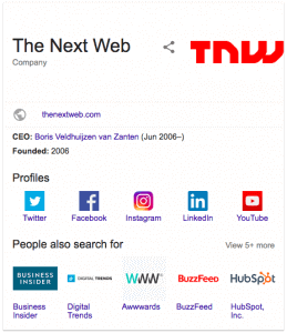 The Next Web - Knowledge graph panel - WordLift