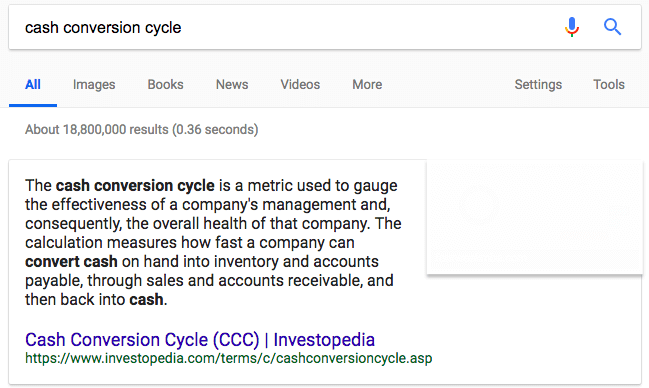 screenshot cash conversion cycle